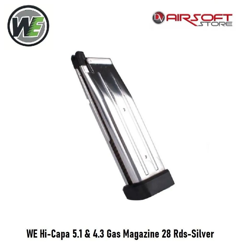 [2100000005550] WE Hi-Capa 5.1 & 4.3 Gas Magazine 28 Rds-Silver