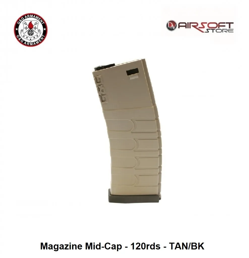 [2100000010189] G&G Magazine Mid-Cap - 120rds - TAN/BK