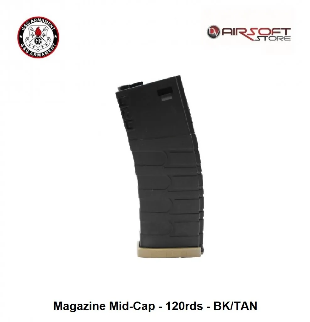 [2100000010202] G&G Magazine Mid-Cap - 120rds - BK/TAN