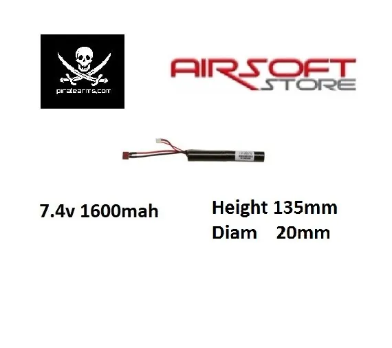 [2100000014125] 7.4V 1600mAh Lipo 15C - Stick - Deans