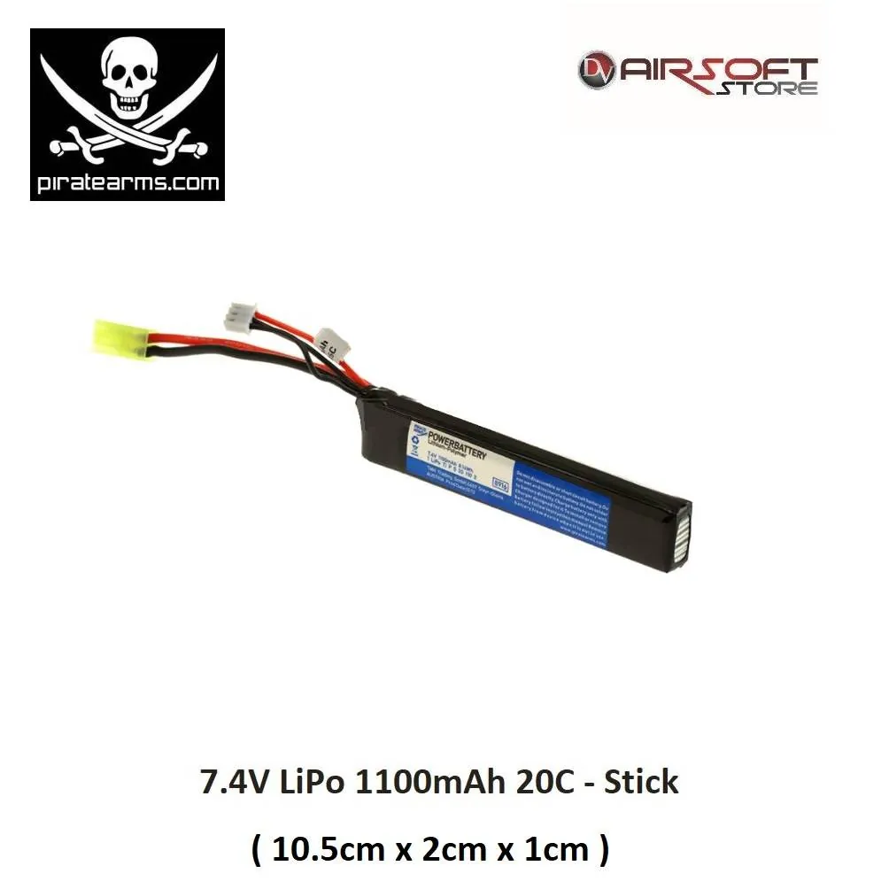 [2100000014552] 7.4V 1100mAh LiPo 20C - Stick - tamiya