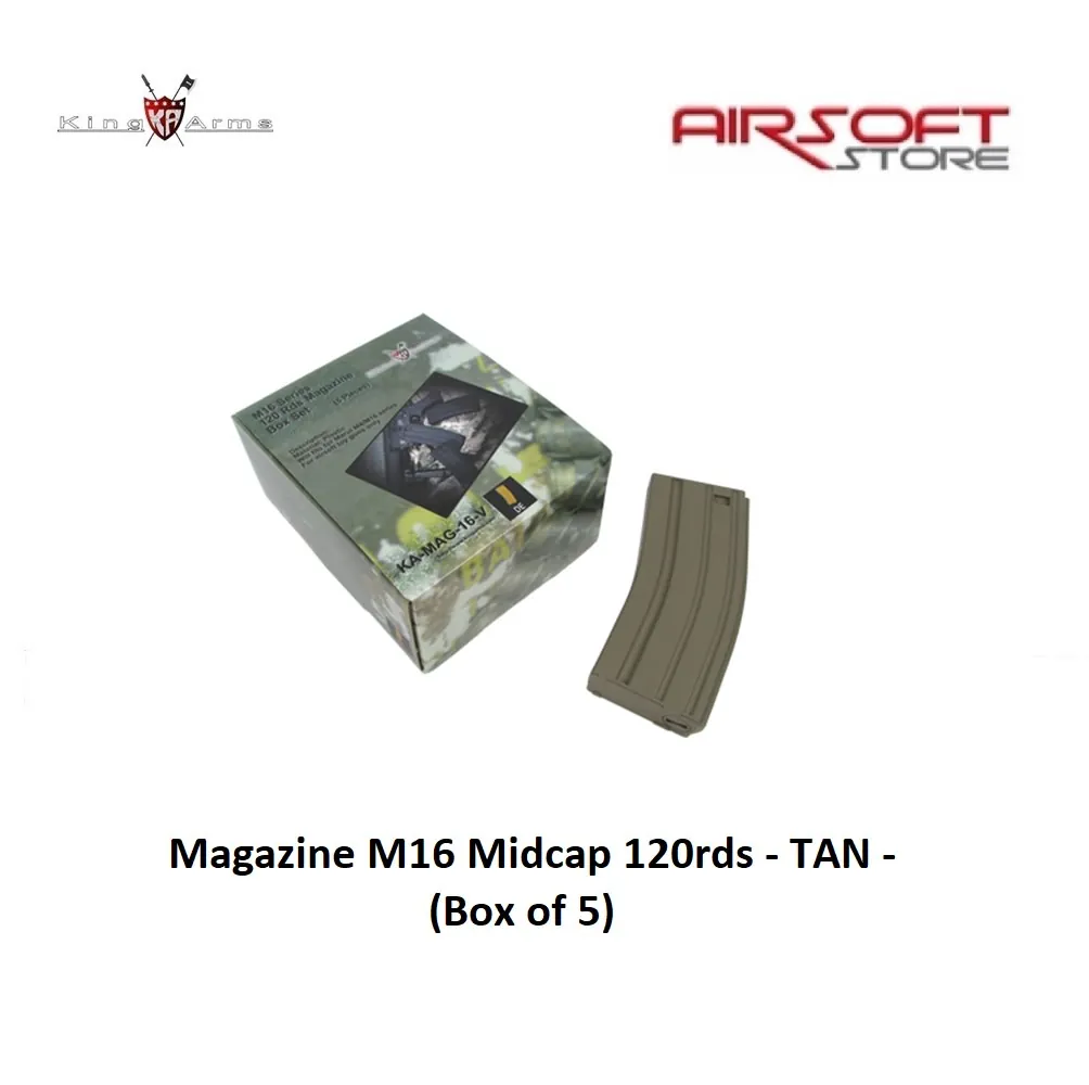 [2100000018529] Magazine M16 Midcap 120rds - TAN - Box of 5