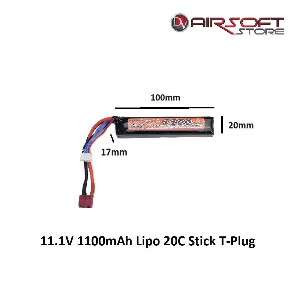 11.1V 1100mAh Lipo 20C Stick T-Plug