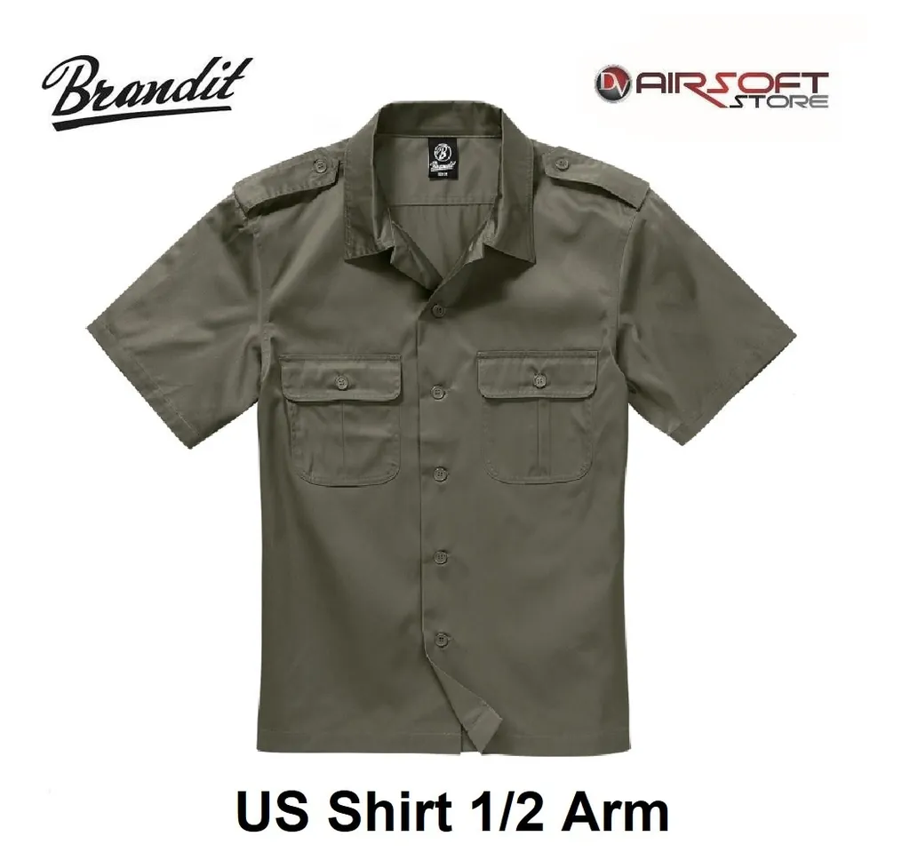 [2100000037636] US Shirt 1/2 Arm (Olive) (L)
