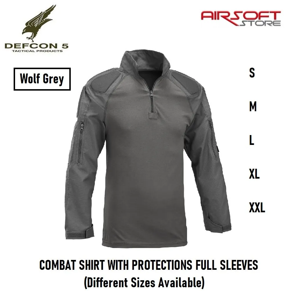 [2100000047260] COMBAT SHIRT WITH PROTECTIONS FULL SLEEVES (Wolf Grey) (S)