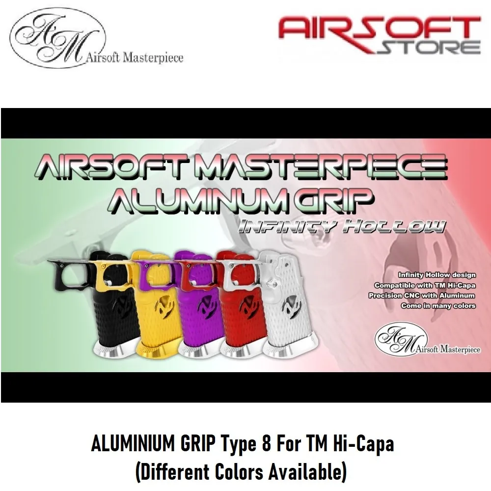 [2100000055319] ALUMINIUM GRIP Type 8 For TM Hi-Capa (Black)
