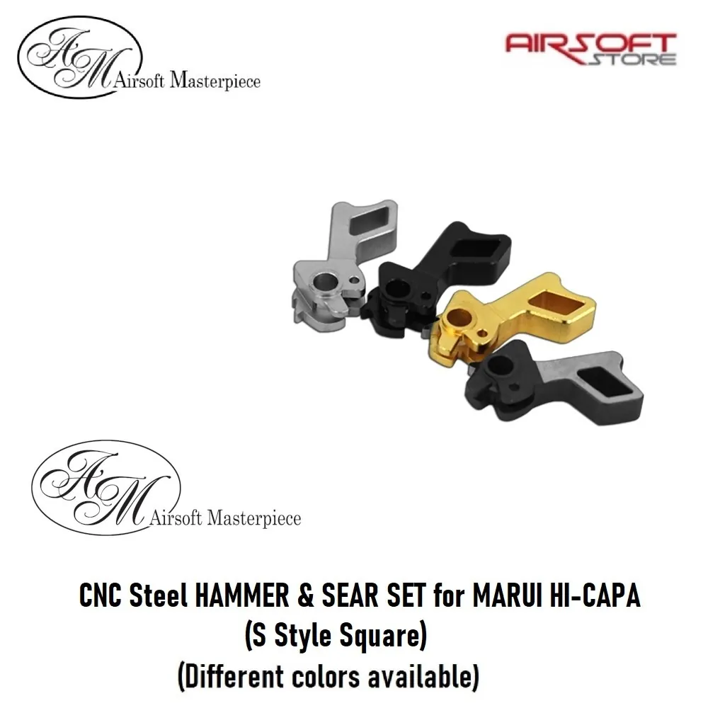 [2100000058631] CNC Steel HAMMER &amp; SEAR SET for MARUI HI-CAPA (S Style Square) (Black)