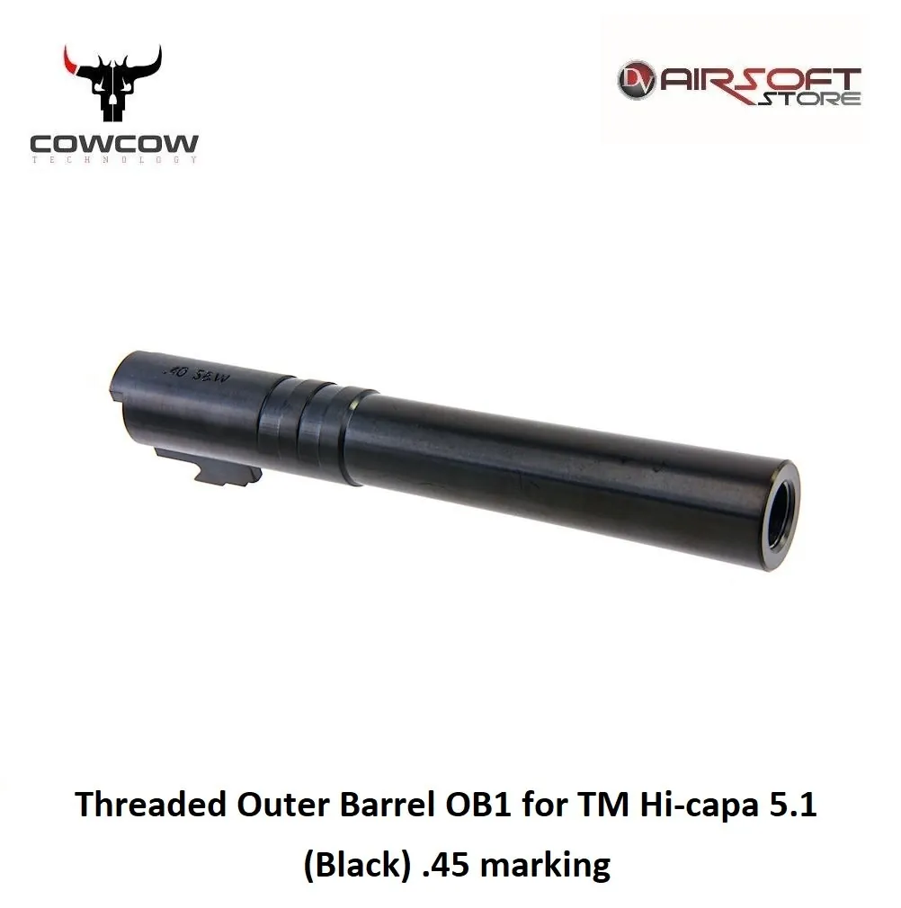 [2100000035274] Threaded Outer Barrel OB1 for TM Hi-capa 5.1 (Black) .45 marking
