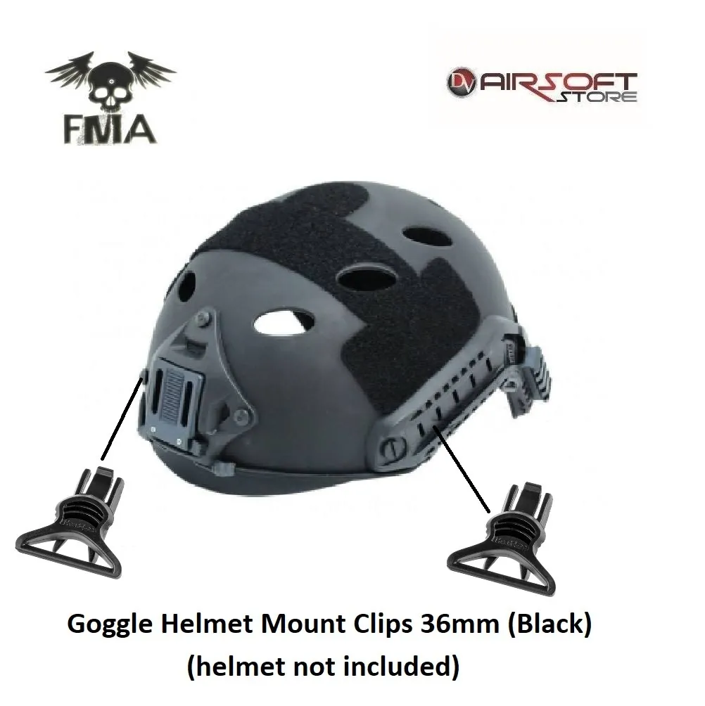[2100000035328] Goggle Helmet Mount Clips 36mm (Black)