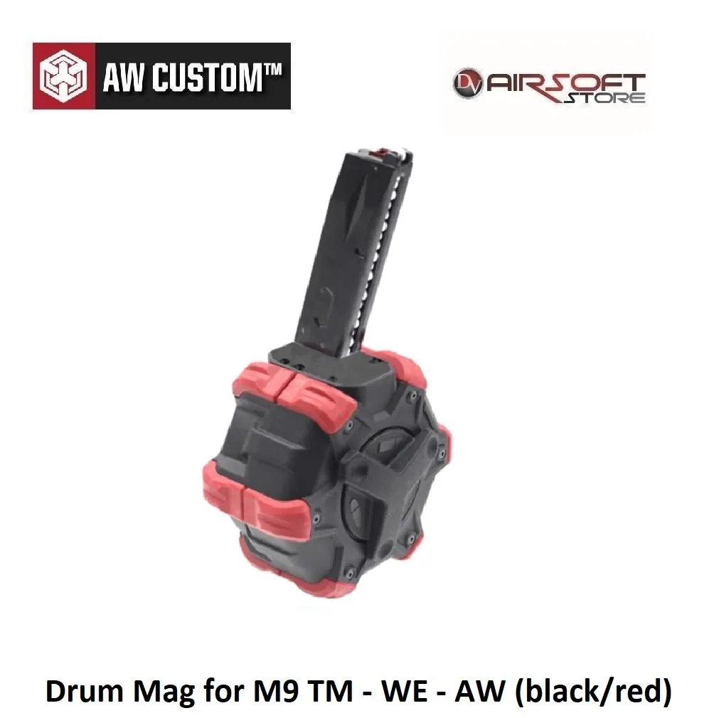 [2100000038541] Drum Mag for M9 TM - WE - AW (black/red)
