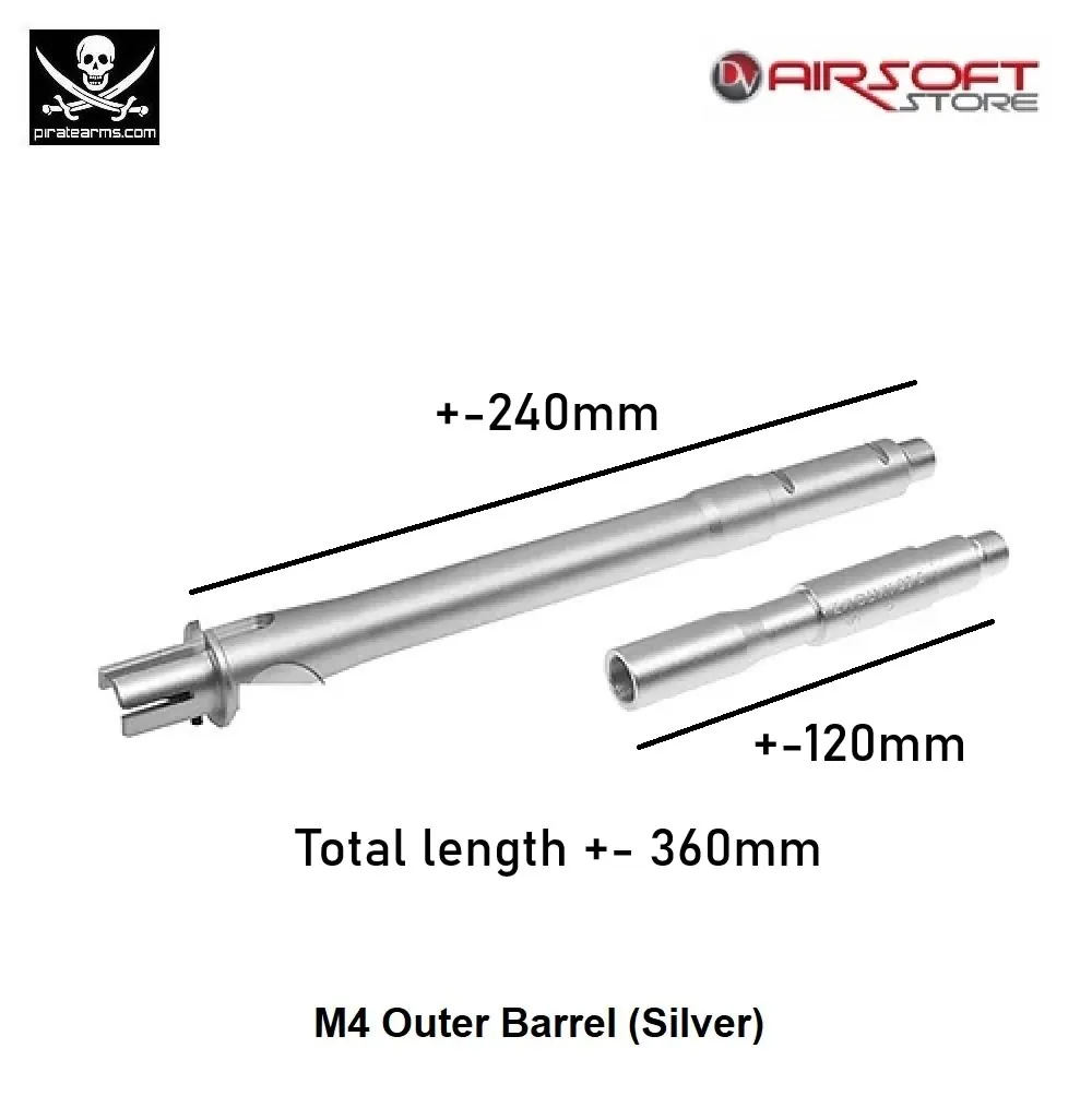 [2100000042500] M4 Outer Barrel approx 240mm + 120mm (Silver)