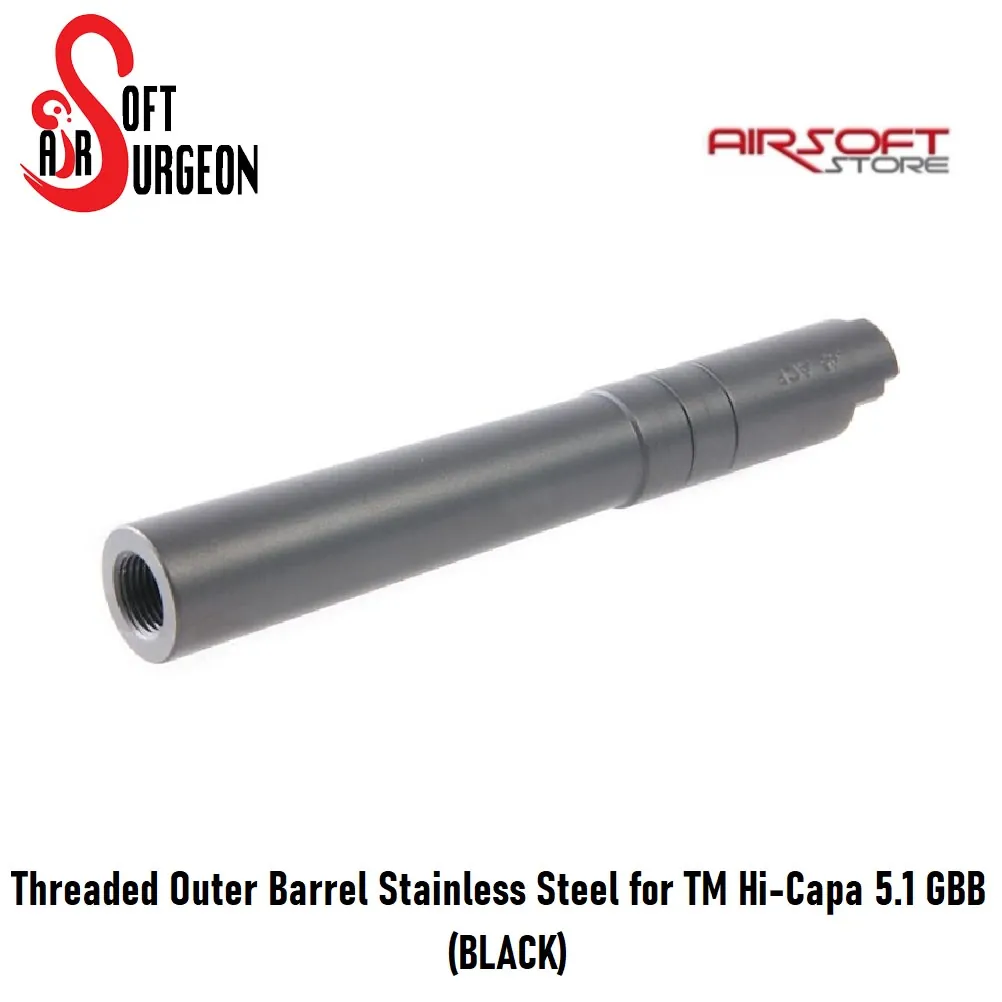 [2100000044924] Threaded Outer Barrel Stainless Steel for TM Hi-Capa 5.1 GBB (BLACK)