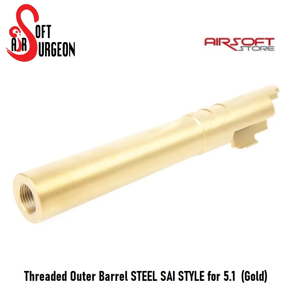 [2100000044931] Threaded Outer Barrel STEEL SAI STYLE for 5.1  (Gold)