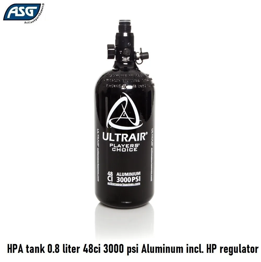 [2100000046362] HPA tank 0.8 liter 48ci 3000 psi Alu incl. HP regulator