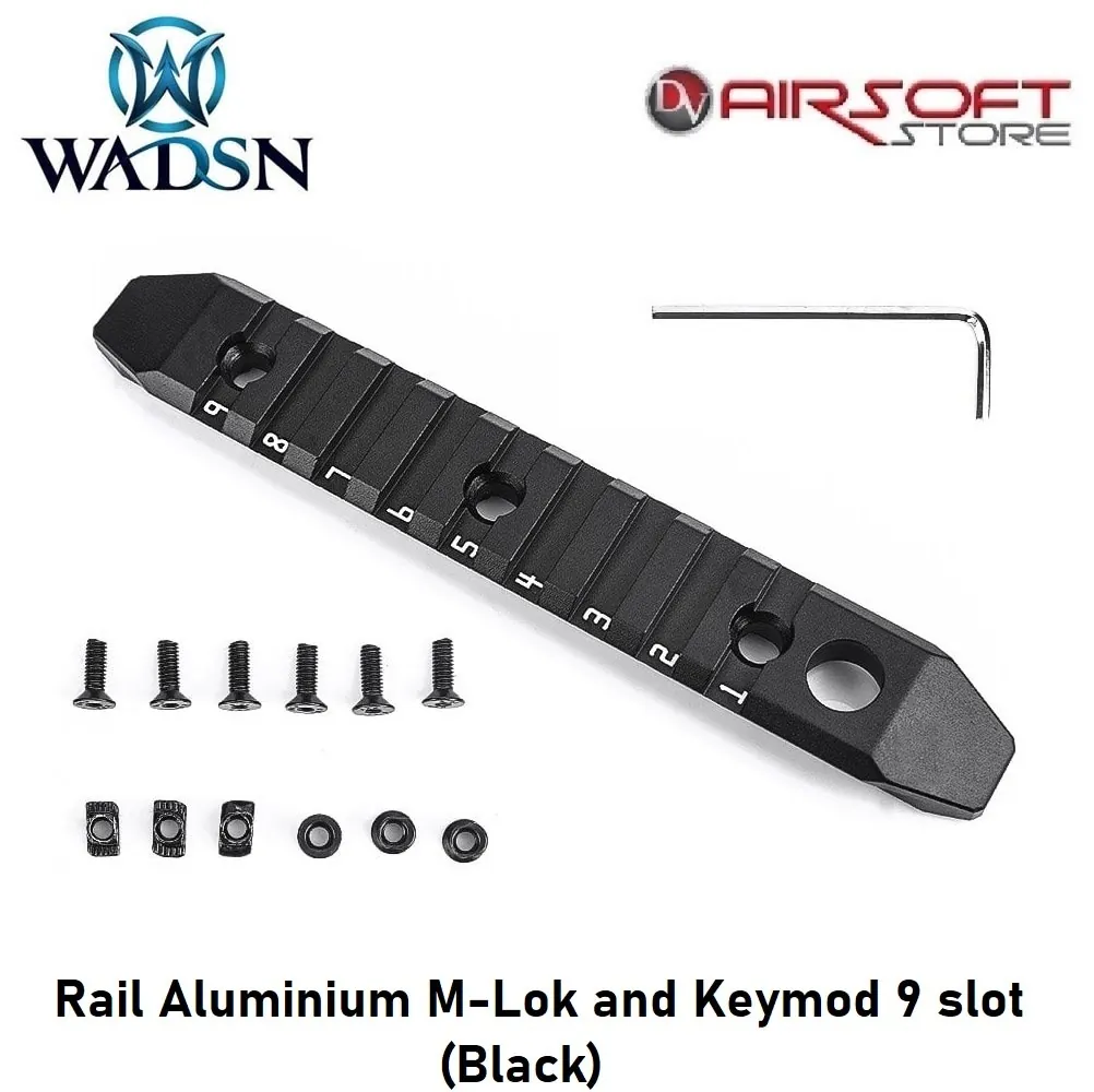 [2100000050611] Rail Aluminium M-Lok and Keymod 9 slot (Black)