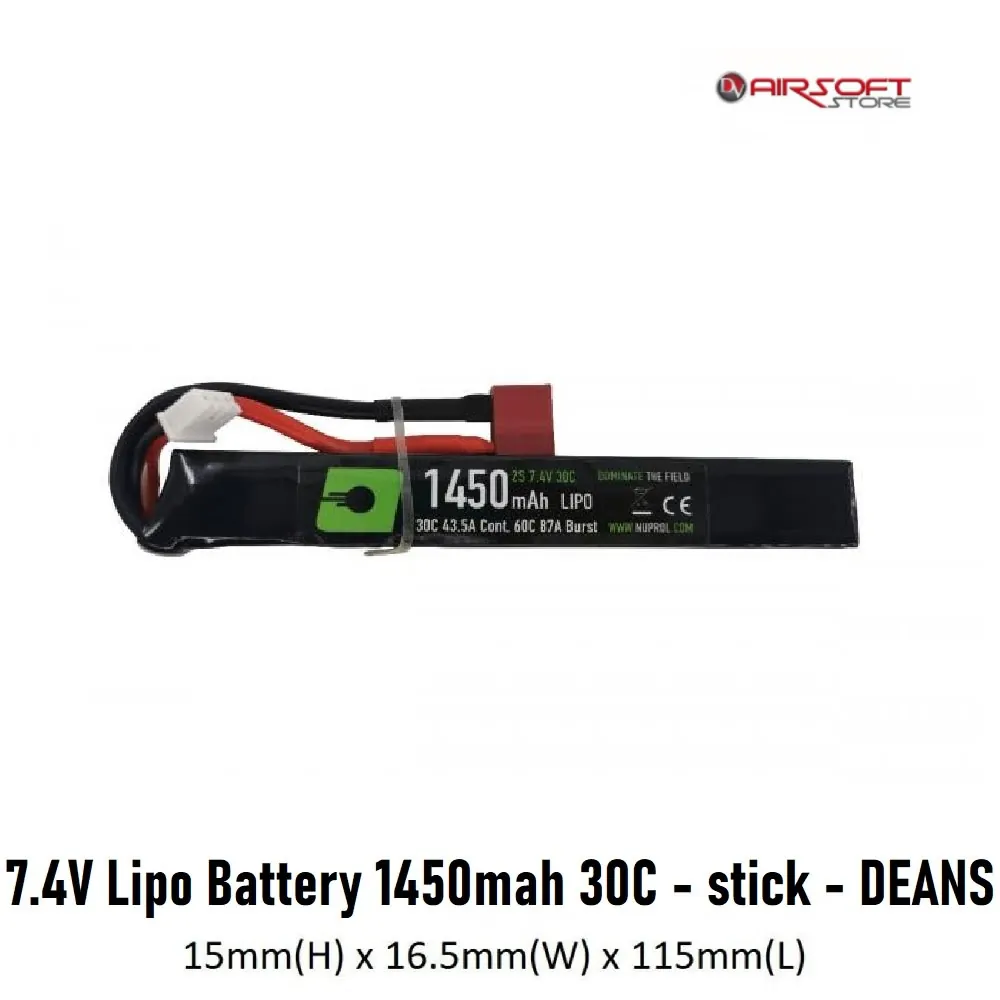 [2100000052691] 1450mAh LiPo 7.4V 30C stick deans