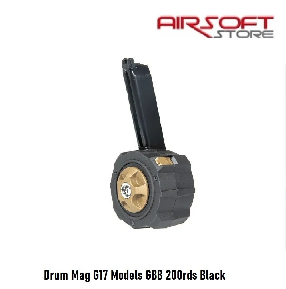 [2100000053032] Drum Mag G17 Models GBB 200rds Black