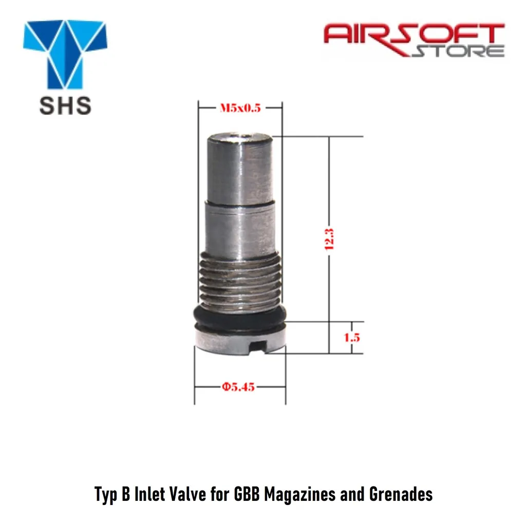 Type B Inlet Valve for GBB Magazines and Grenades