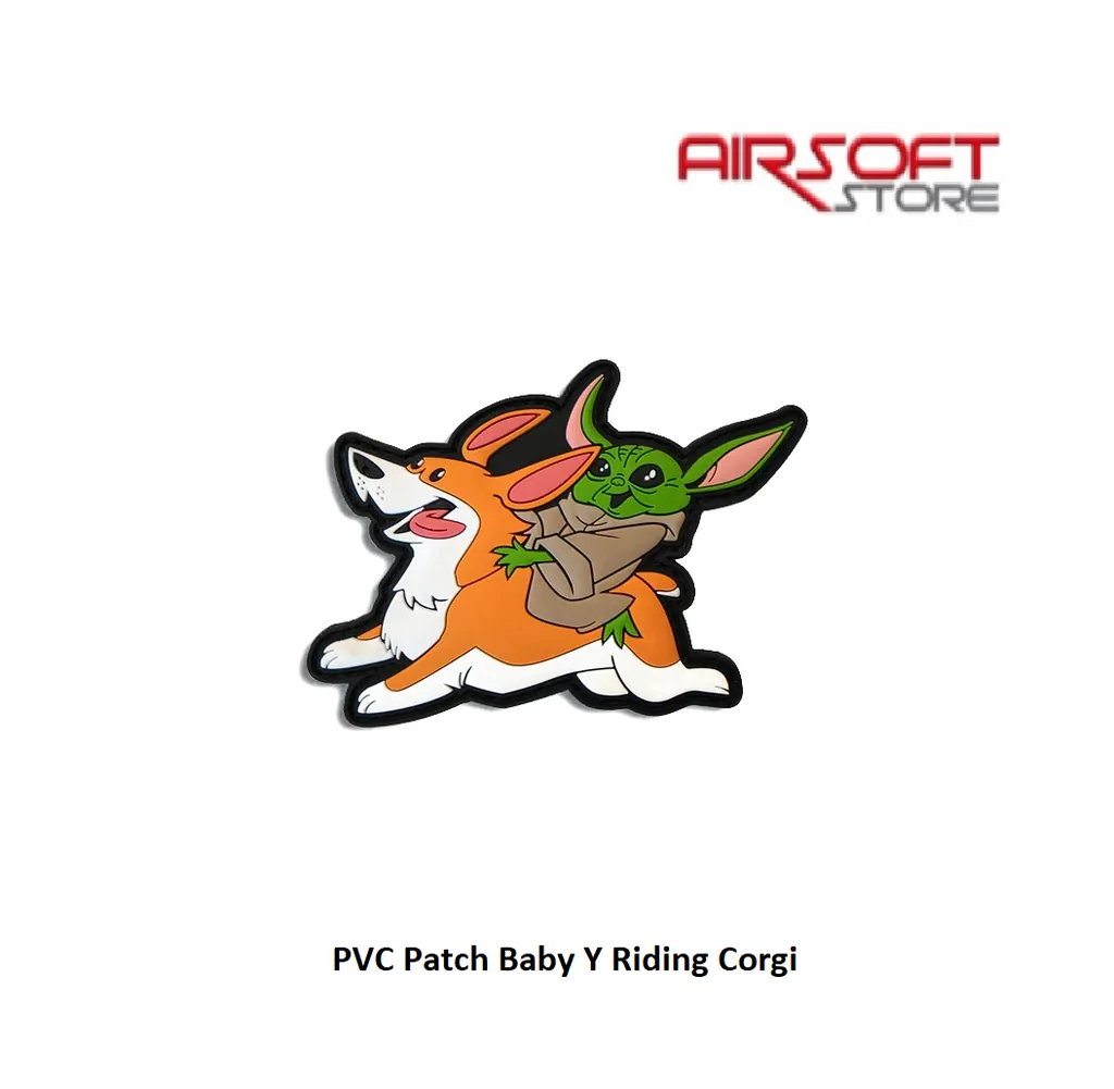 [2100000058808] PVC Patch Baby Y Riding Corgi