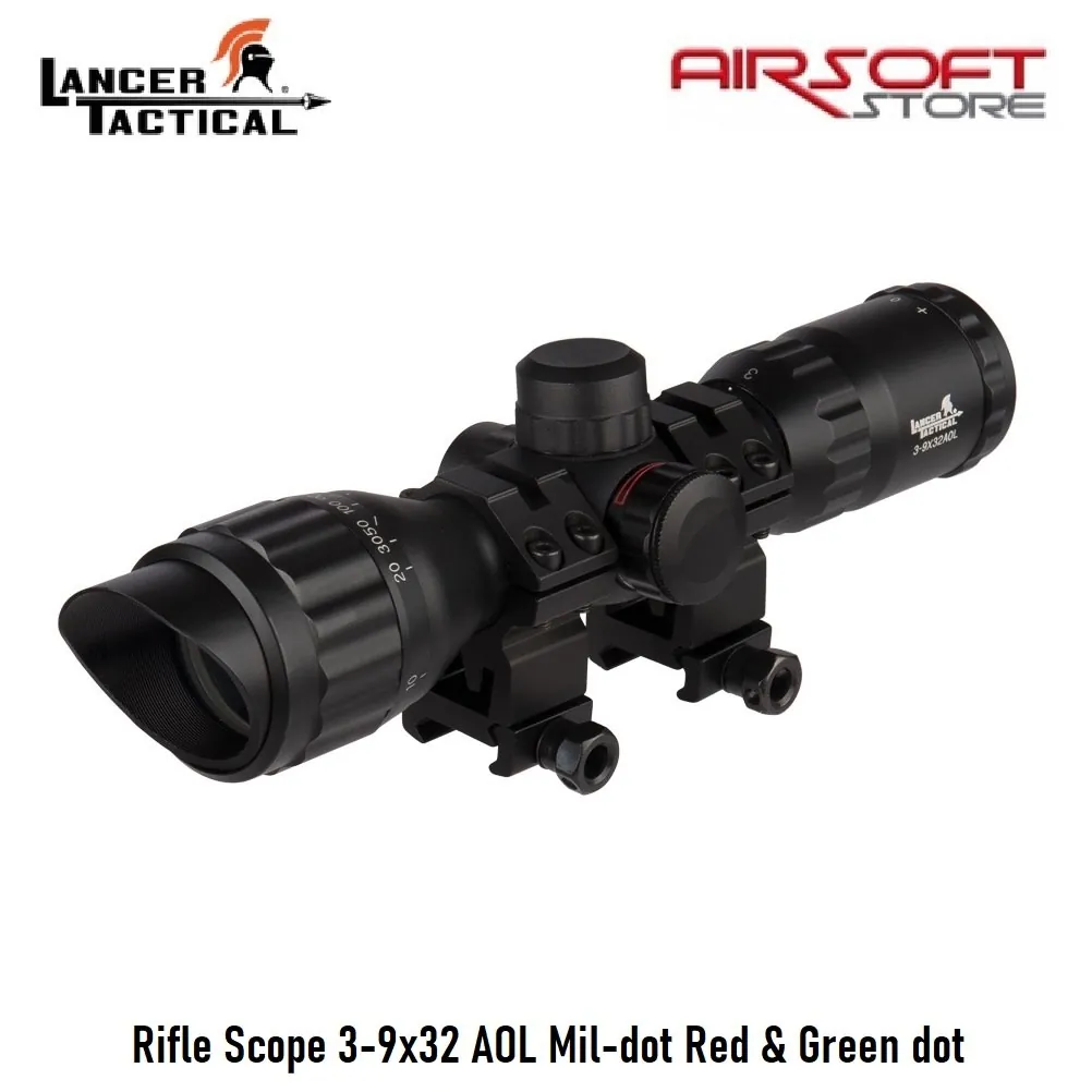 Rifle Scope 3-9x32 AOL Mil-dot Red & Green dot