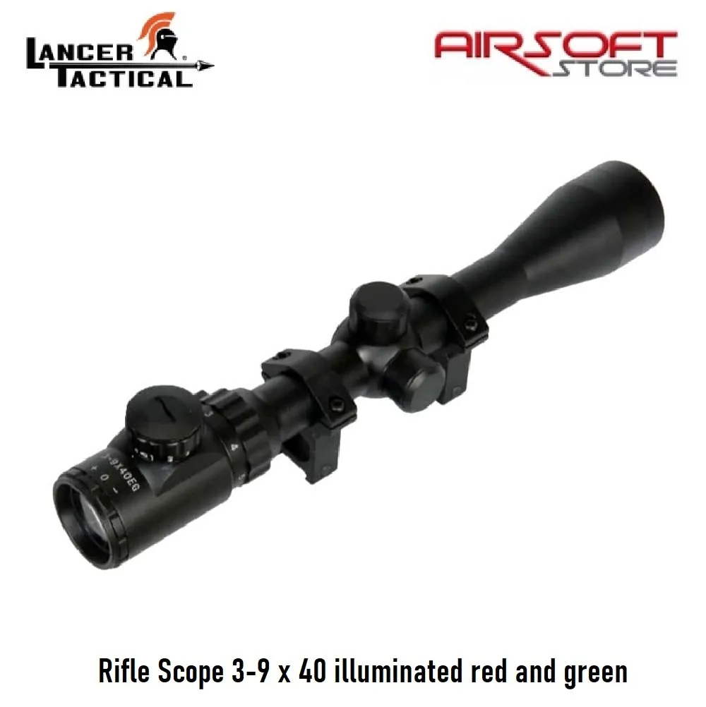 [2100000059638] Rifle Scope 3-9 x 40 illuminated red and green