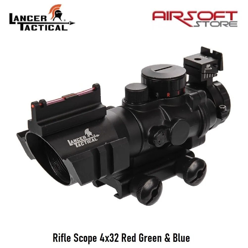 [2100000059669] Rifle Scope 4x32 Red Green & Blue