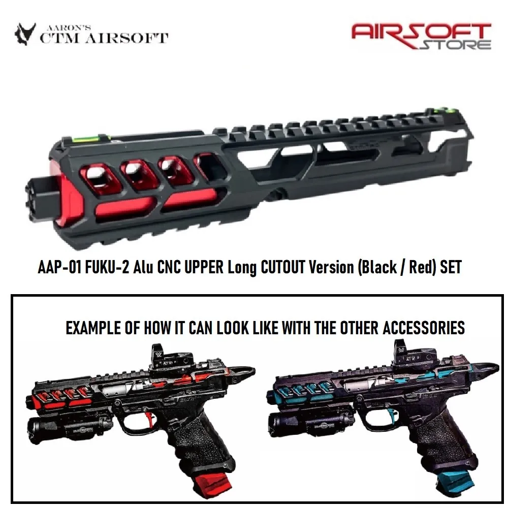 [2100000068623] AAP-01 FUKU-2 Alu CNC UPPER Long CUTOUT Version (Black / Red) SET