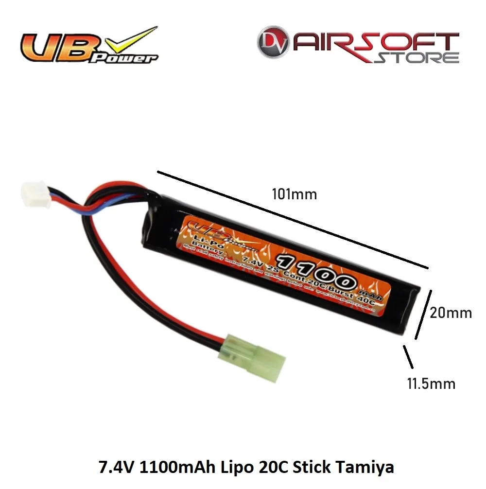 7.4V 1100mAh Lipo 20C Stick Tamiya