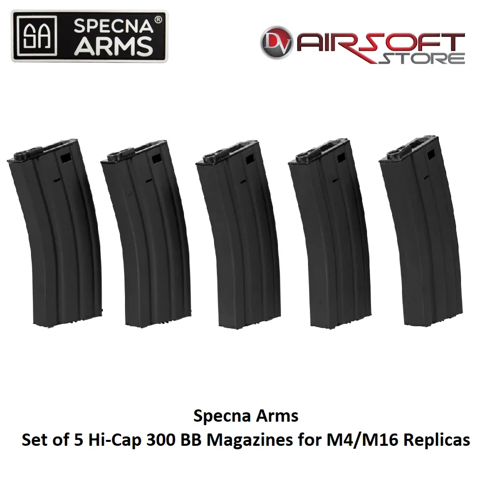 Set of 5 Hi-Cap 300 BB Mags for M4/M16