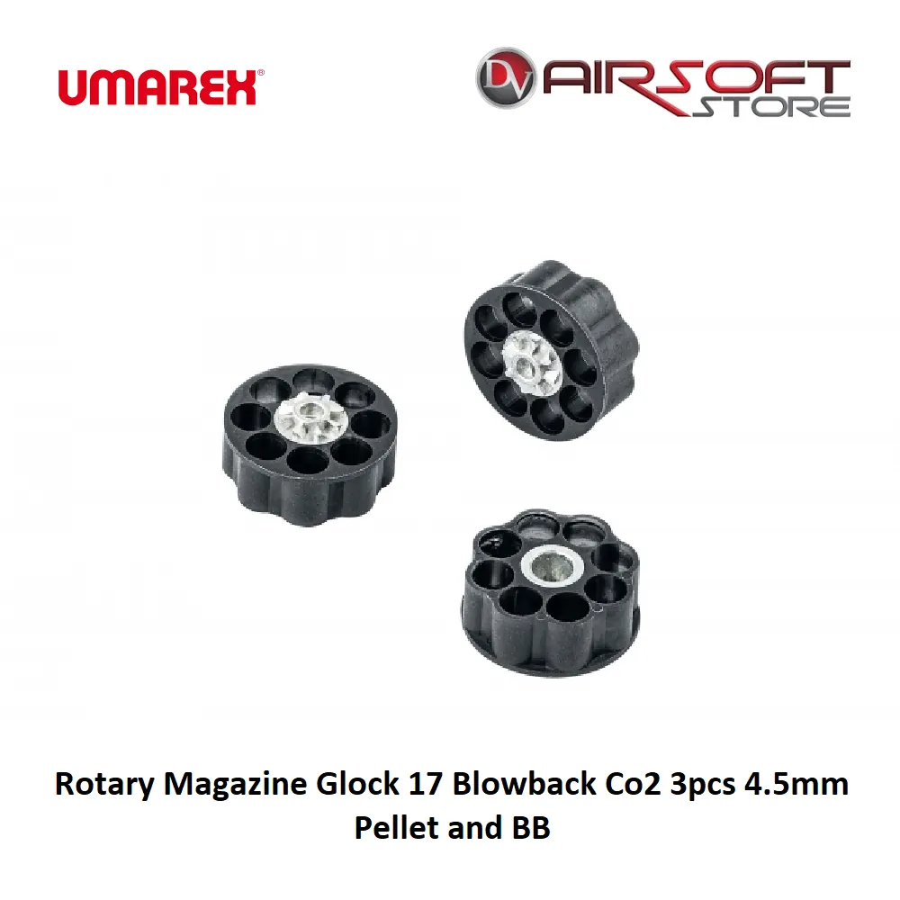 [2100000073771] Rotary Magazine Glock 17 Blowback Co2 3pcs 4.5mm Pellet and BB
