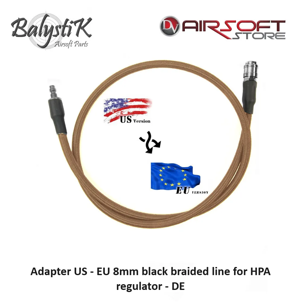 [2100000075409] Adapter US - EU 8mm black braided line for HPA regulator - DE
