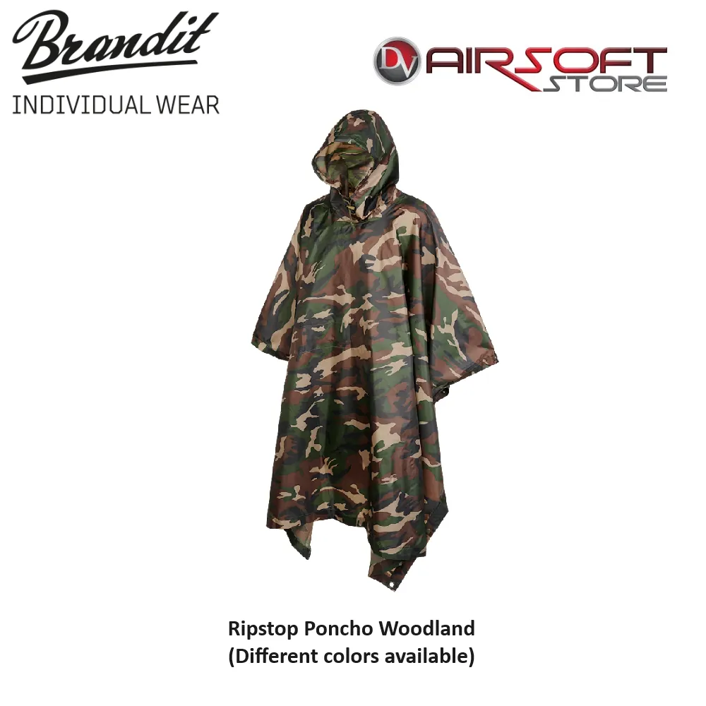 [2100000075911] Ripstop Poncho (Woodland)