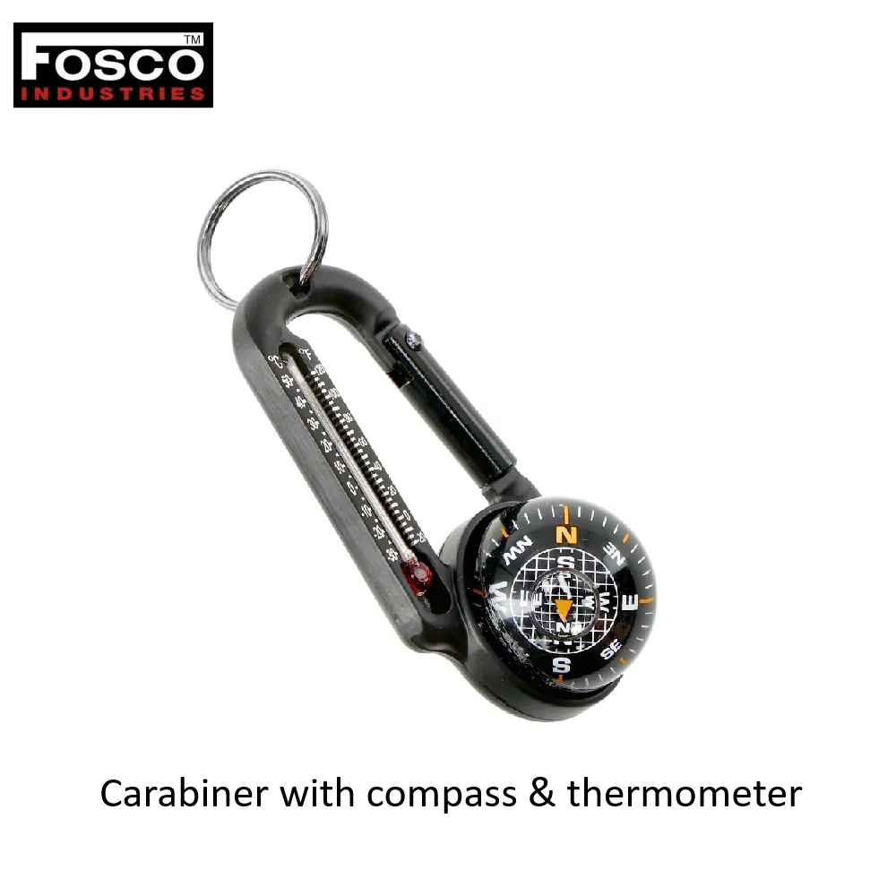 [2100000090129] Carabiner with compass & thermometer