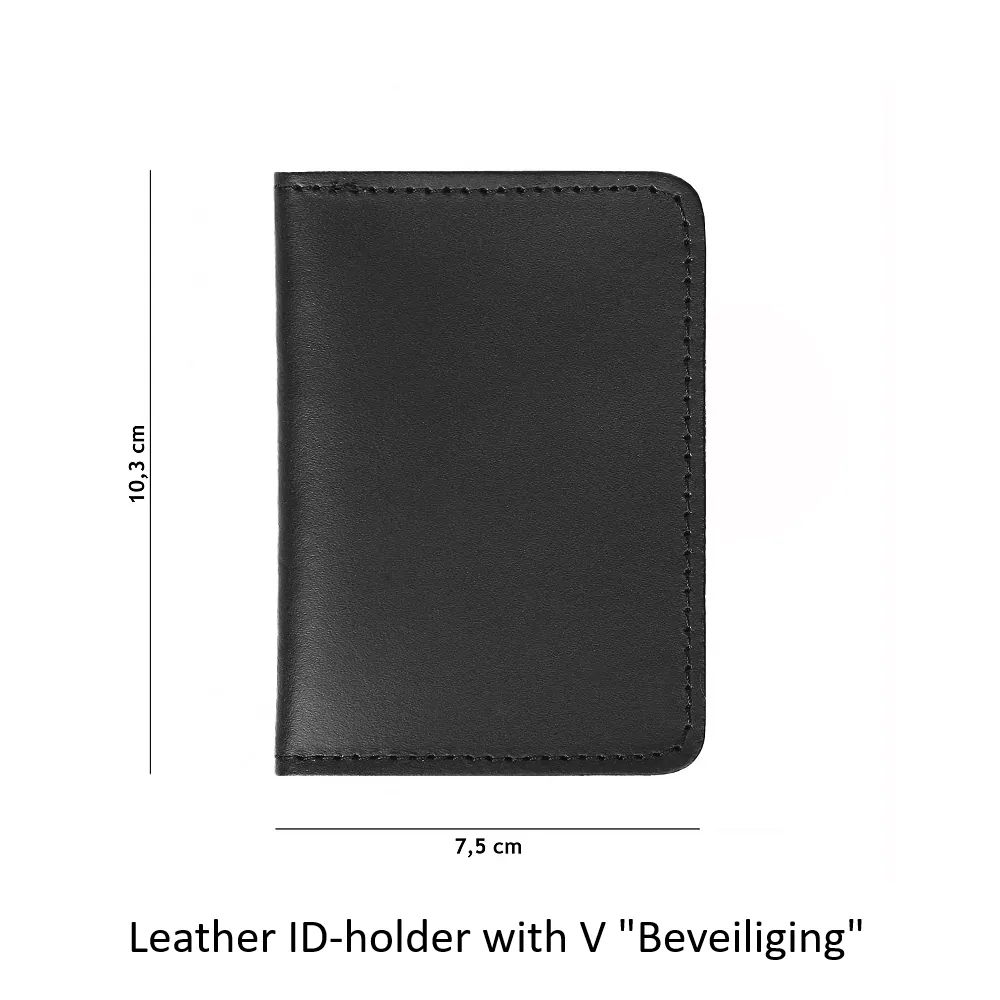 [2100000090174] Leather ID-holder with V "Beveiliging"