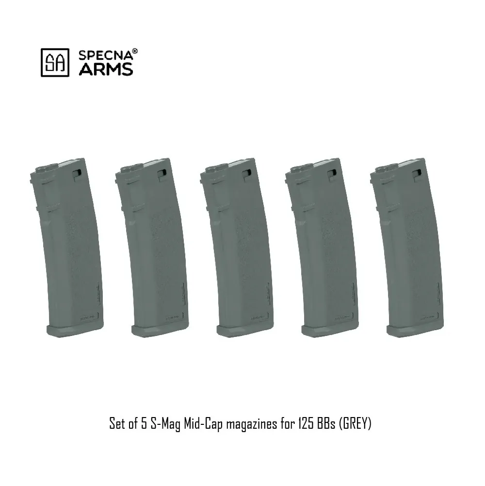 Set of 5 S-Mag Mid-Cap magazines for 125 BBs (GREY)