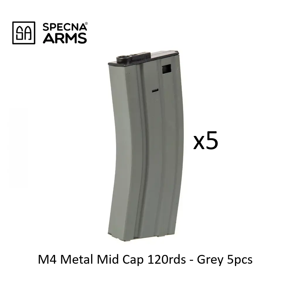 [2100000096640] M4 Metal Mid Cap 120rds - Grey 5pcs