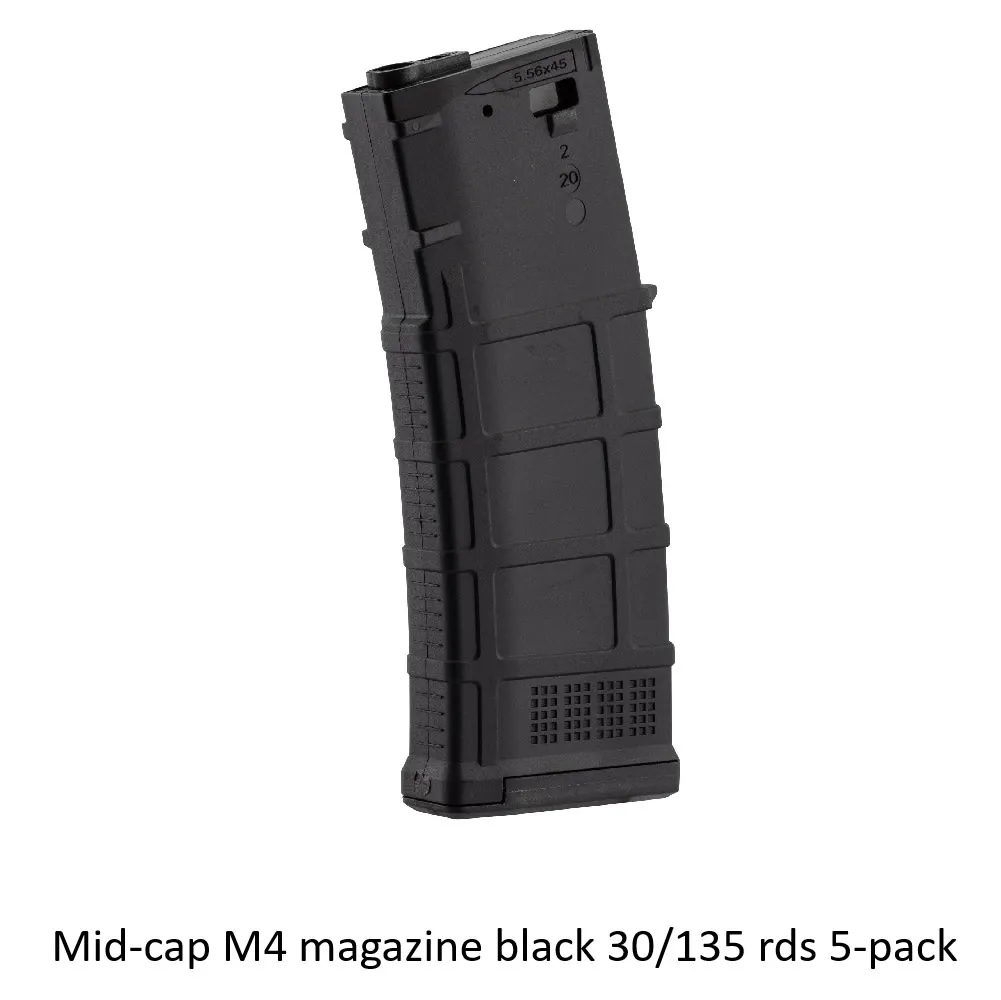 [2100000097692] Mid-cap M4 magazine black 30/135 rds 5-pack