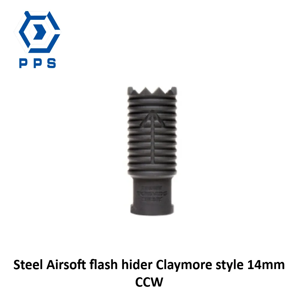 [2100000096350] Steel Airsoft flash hider Claymore style 14mm CCW
