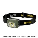 Headlamp White + UV + Red Light 600lm
