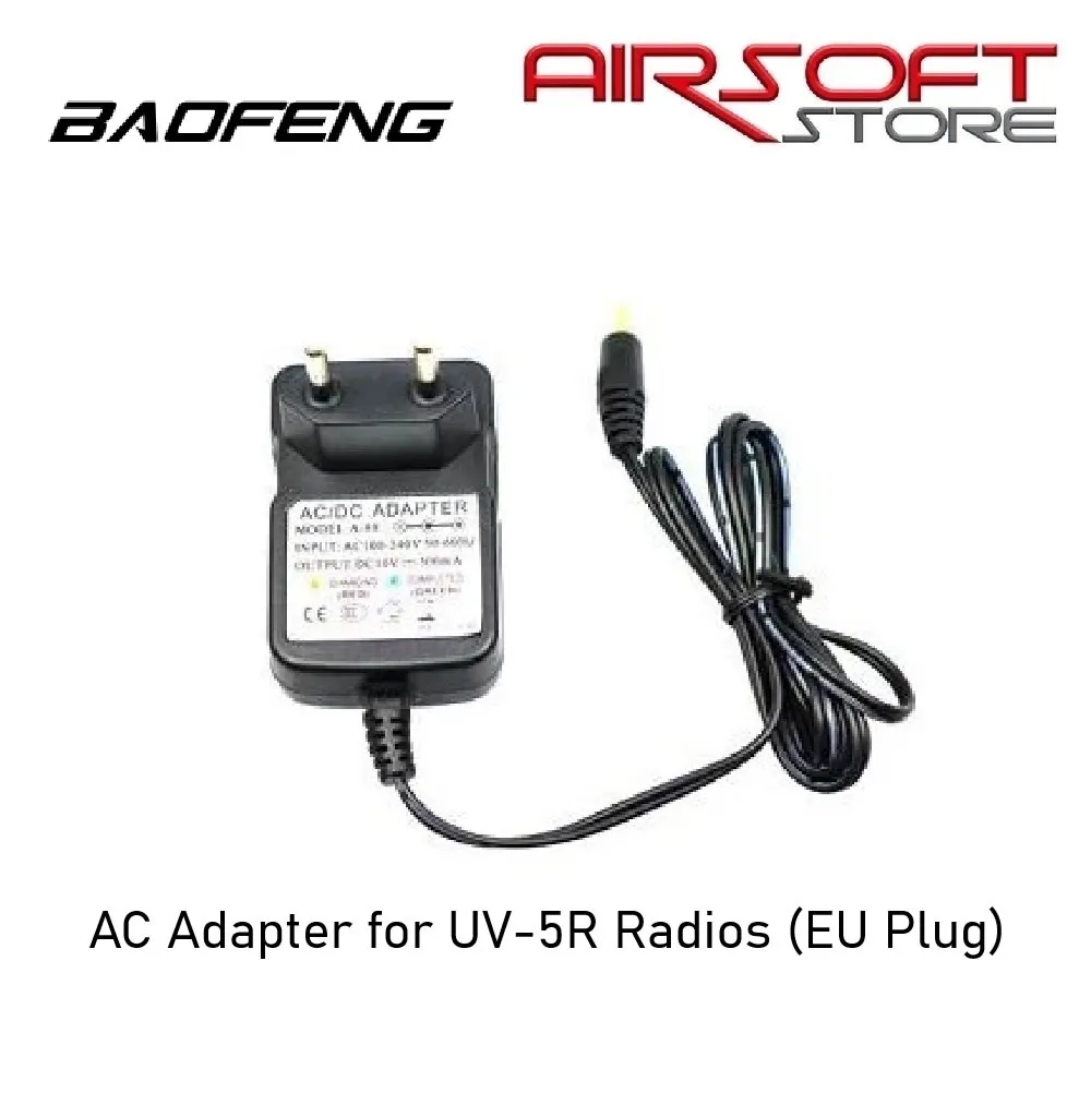 [2100000098521] AC Adapter for UV-5R Radios (EU Plug)